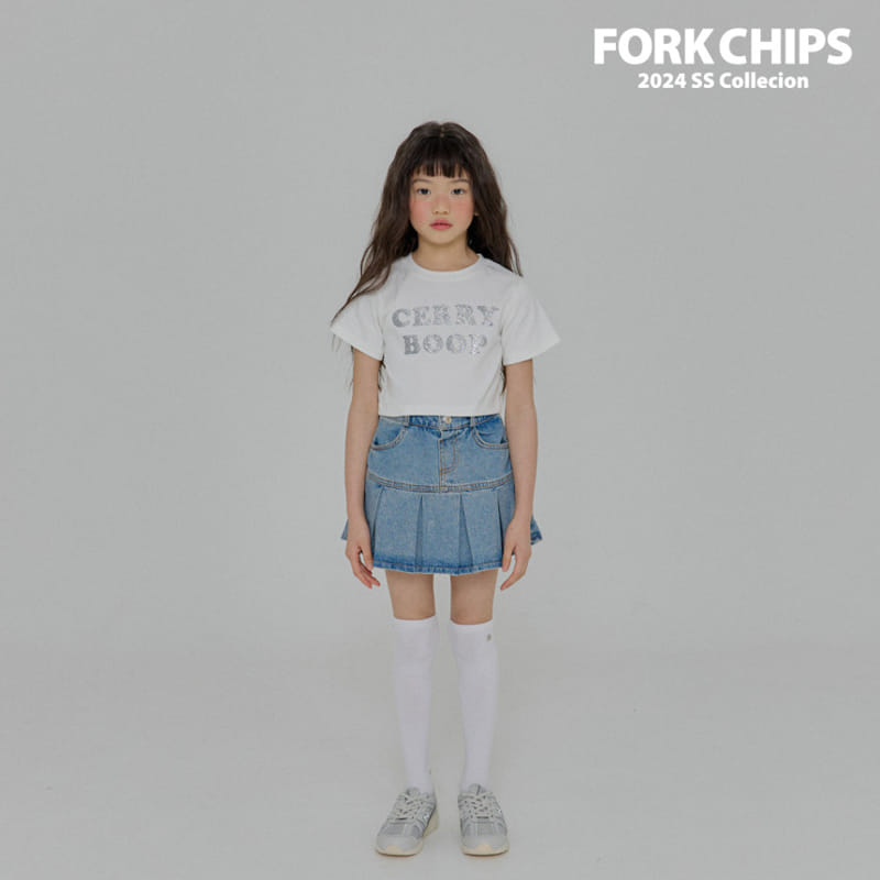 Fork Chips - Korean Children Fashion - #kidsshorts - Holic Denim Skirt - 3