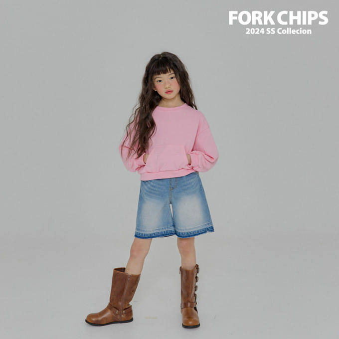 Fork Chips - Korean Children Fashion - #kidsshorts - Newtro Denim Pants