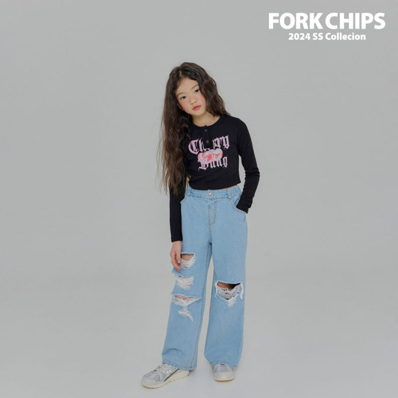 Fork Chips - Korean Children Fashion - #kidsstore - Maxy Tear Jeans - 3