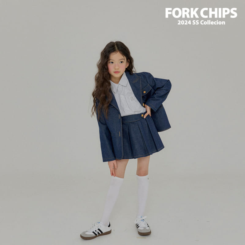 Fork Chips - Korean Children Fashion - #kidsstore - Sander Denim Jacket - 8