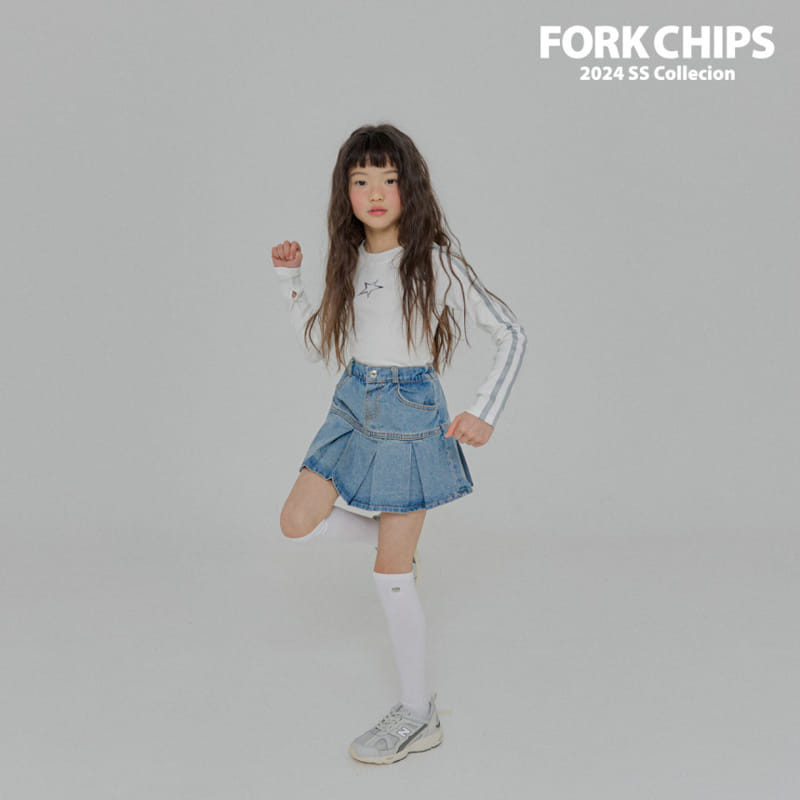 Fork Chips - Korean Children Fashion - #littlefashionista - Holic Denim Skirt - 7