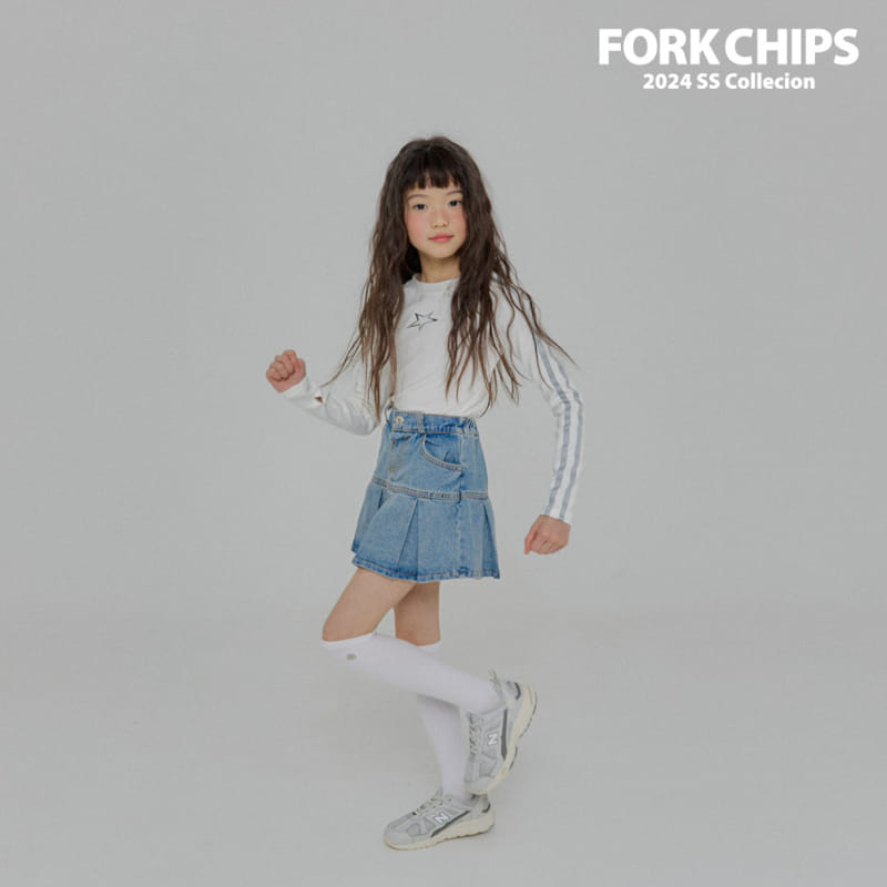 Fork Chips - Korean Children Fashion - #magicofchildhood - Holic Denim Skirt - 8