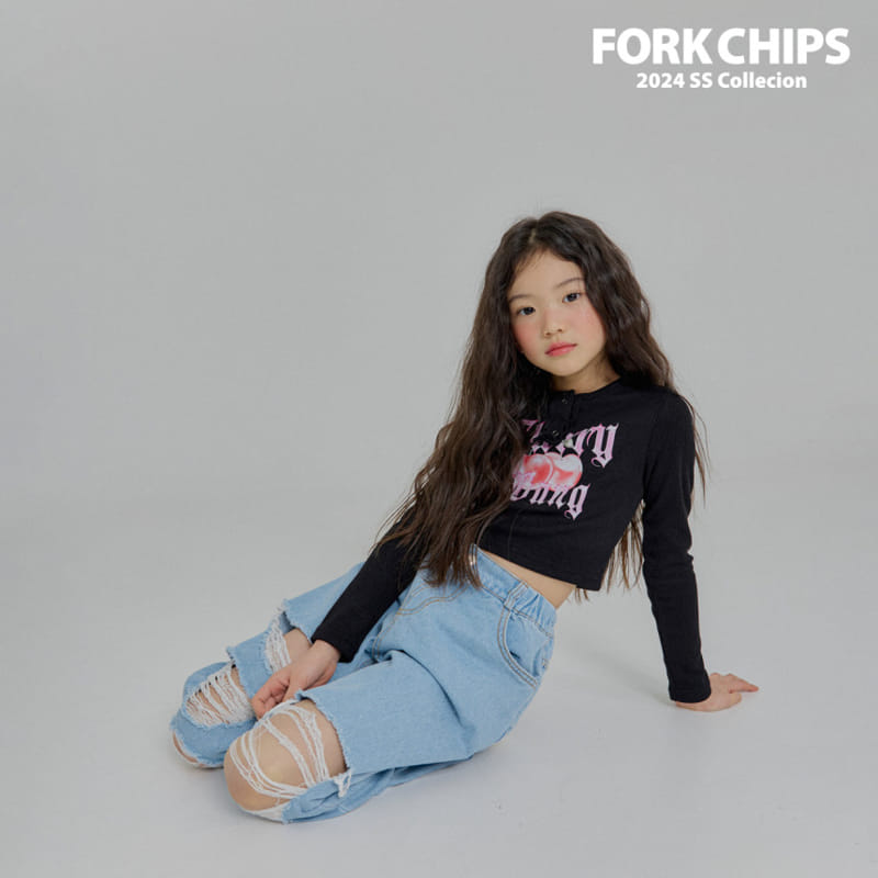 Fork Chips - Korean Children Fashion - #magicofchildhood - Maxy Tear Jeans - 7
