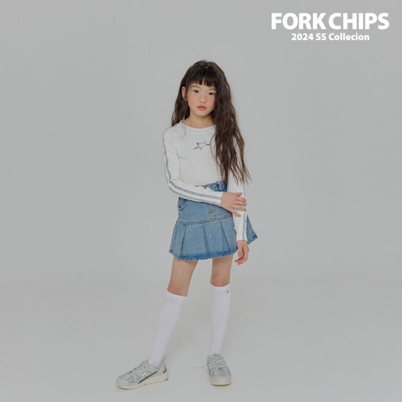 Fork Chips - Korean Children Fashion - #minifashionista - Holic Denim Skirt - 9