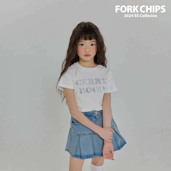 Fork Chips - Korean Children Fashion - #prettylittlegirls - Glitter Crop Tee