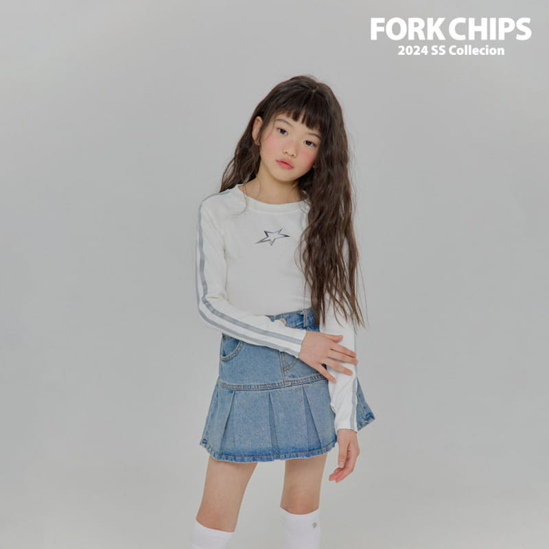 Fork Chips - Korean Children Fashion - #prettylittlegirls - Holic Denim Skirt - 10
