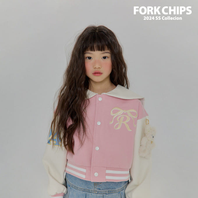 Fork Chips - Korean Children Fashion - #prettylittlegirls - School Baseball Jumper