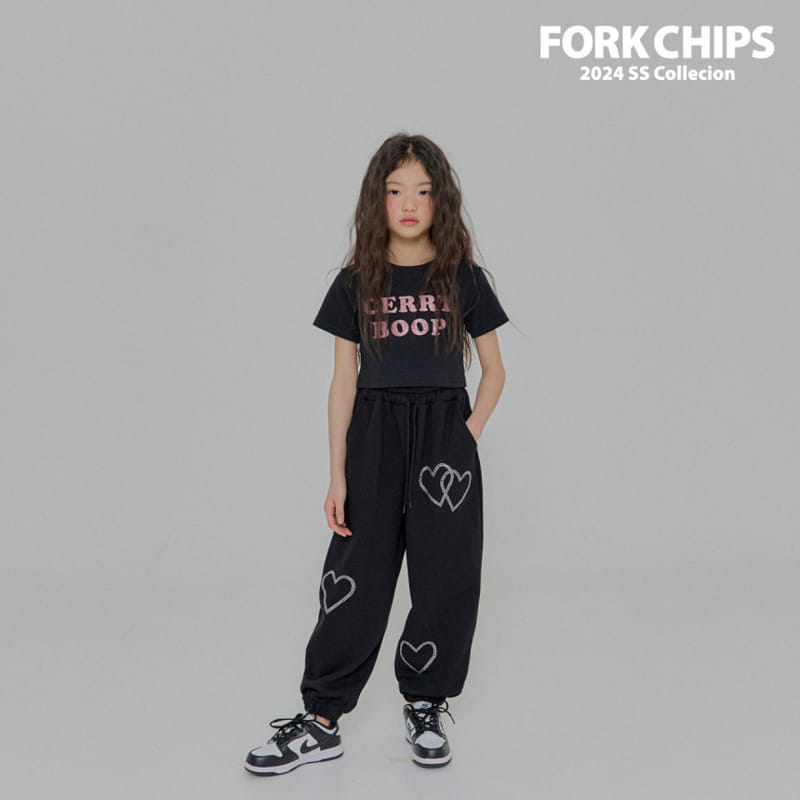 Fork Chips - Korean Children Fashion - #toddlerclothing - Glitter Crop Tee - 4