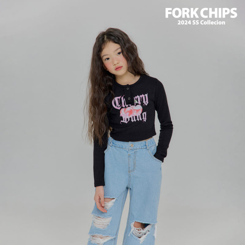 Fork Chips - Korean Children Fashion - #stylishchildhood - Cherry Bang Crop Tee - 2