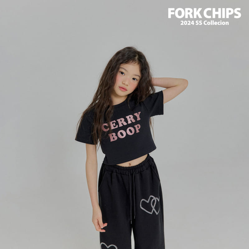 Fork Chips - Korean Children Fashion - #todddlerfashion - Glitter Crop Tee - 2