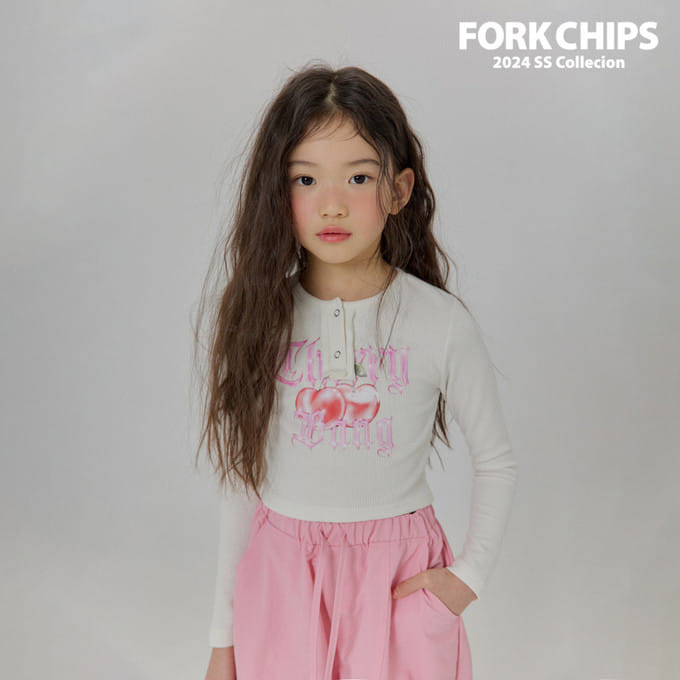Fork Chips - Korean Children Fashion - #toddlerclothing - Cherry Bang Crop Tee