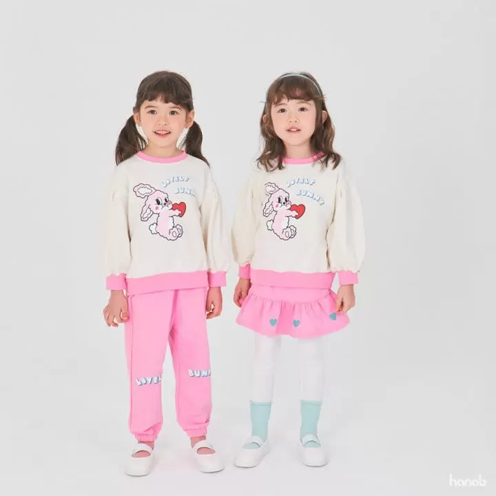 Hanab - Korean Children Fashion - #Kfashion4kids - Heart Bunny Top Bottom Set