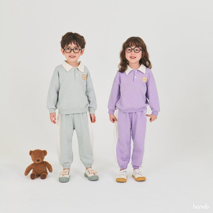 Hanab - Korean Children Fashion - #Kfashion4kids - Bear Collar Top Bottom Set - 3