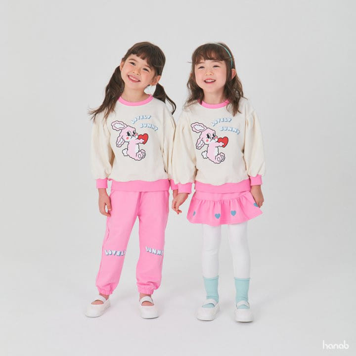 Hanab - Korean Children Fashion - #littlefashionista - Heart Bunny Top Bottom Set - 2
