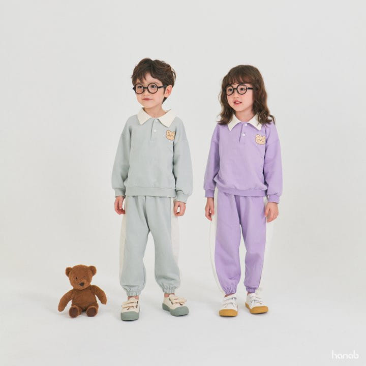 Hanab - Korean Children Fashion - #Kfashion4kids - Bear Collar Top Bottom Set - 4