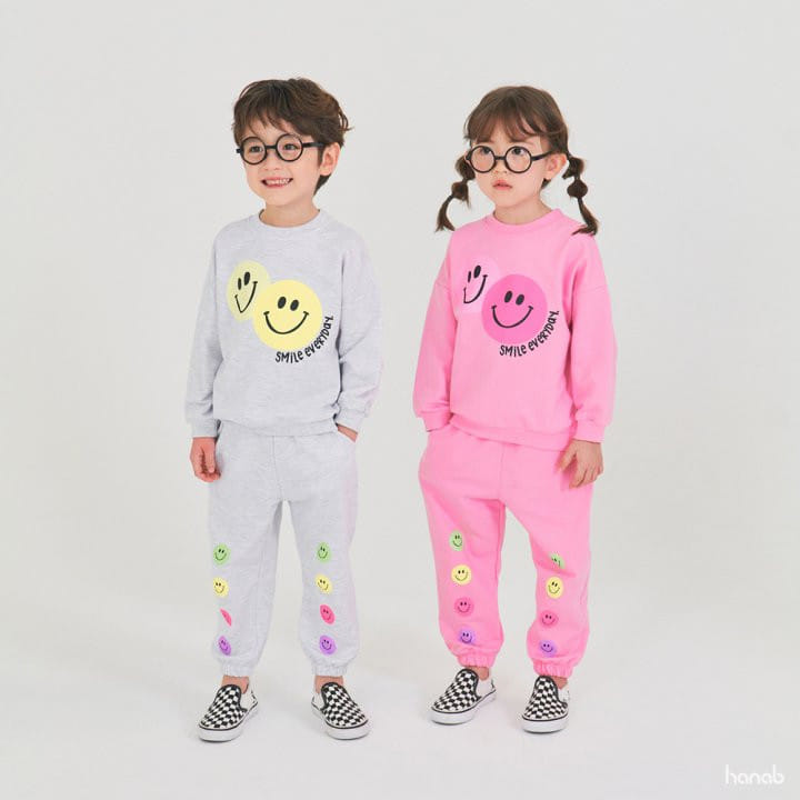Hanab - Korean Children Fashion - #minifashionista - Multi Smile Top Bottom Set - 3