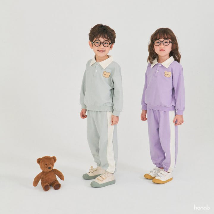 Hanab - Korean Children Fashion - #minifashionista - Bear Collar Top Bottom Set - 6