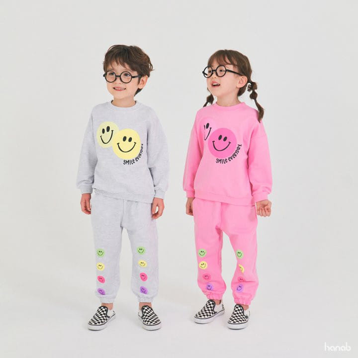 Hanab - Korean Children Fashion - #minifashionista - Multi Smile Top Bottom Set - 4