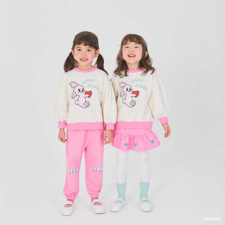 Hanab - Korean Children Fashion - #todddlerfashion - Heart Bunny Top Bottom Set - 6