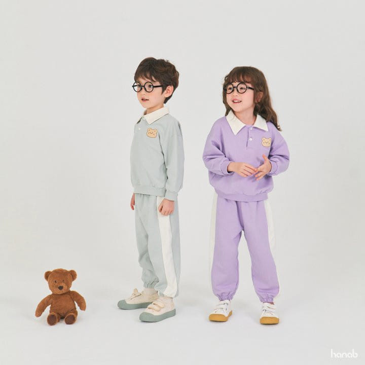 Hanab - Korean Children Fashion - #todddlerfashion - Bear Collar Top Bottom Set - 8
