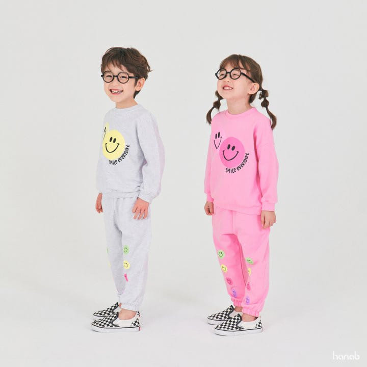Hanab - Korean Children Fashion - #toddlerclothing - Multi Smile Top Bottom Set - 6