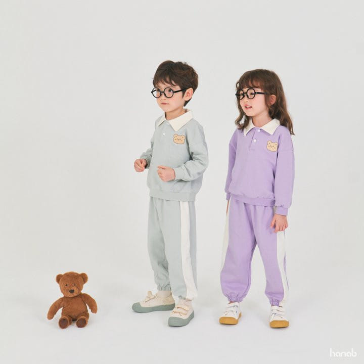 Hanab - Korean Children Fashion - #toddlerclothing - Bear Collar Top Bottom Set - 9