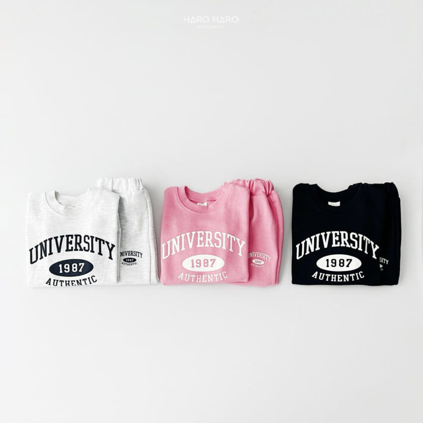 Haro Haro - Korean Children Fashion - #littlefashionista - University Top Bottom Set - 2