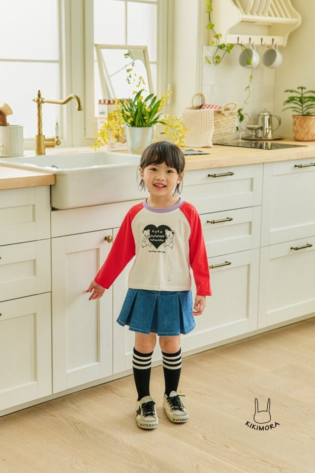 Kikimora - Korean Children Fashion - #designkidswear - Heart Bear Raglan Tee - 3