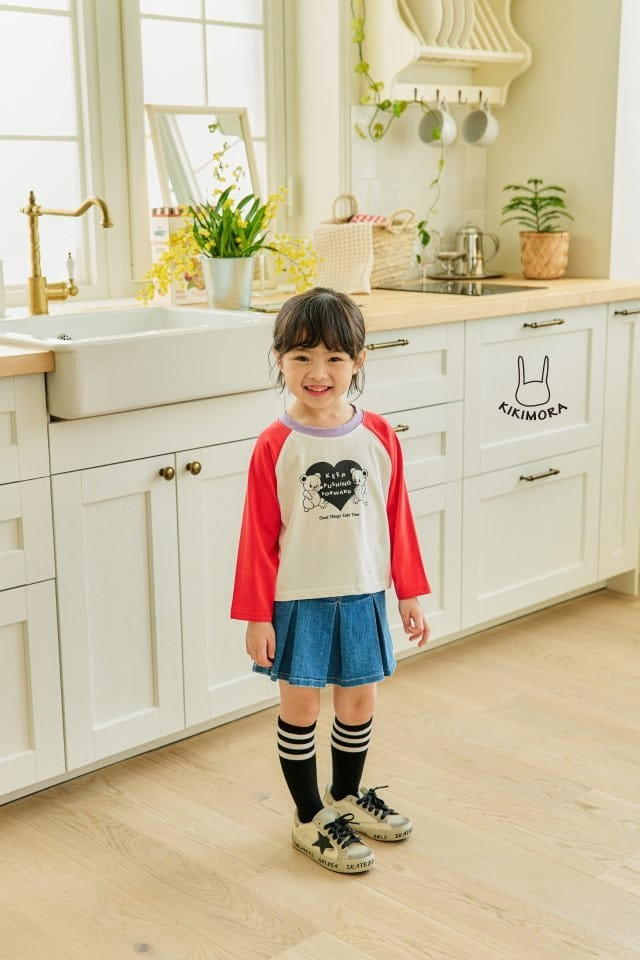 Kikimora - Korean Children Fashion - #fashionkids - Heart Bear Raglan Tee - 5