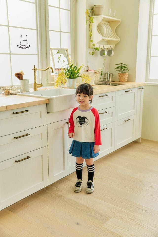 Kikimora - Korean Children Fashion - #kidsshorts - Heart Bear Raglan Tee - 6