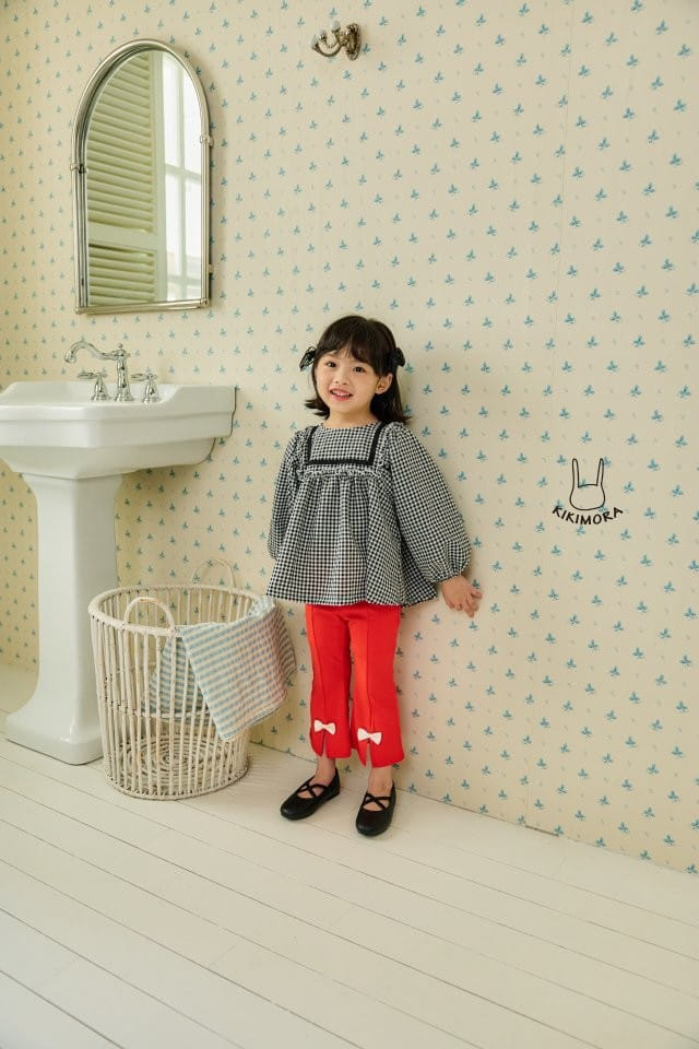 Kikimora - Korean Children Fashion - #kidsshorts - Bon Bong Check Blouse - 4