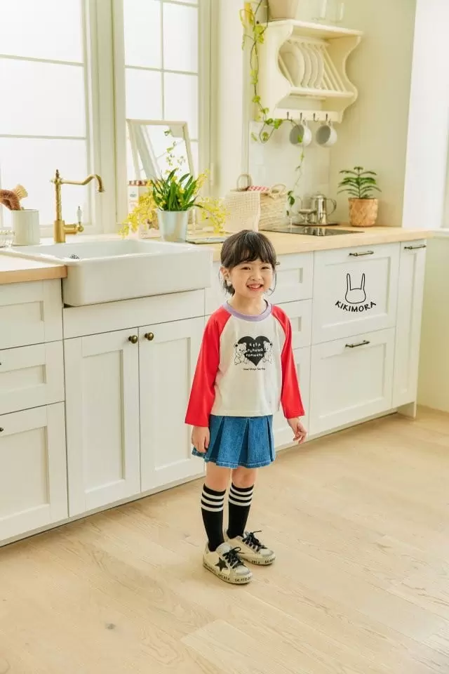 Kikimora - Korean Children Fashion - #kidsstore - Heart Bear Raglan Tee - 7