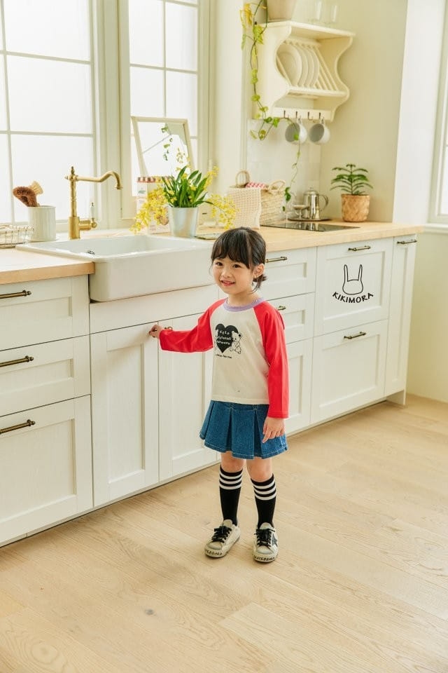 Kikimora - Korean Children Fashion - #kidzfashiontrend - Heart Bear Raglan Tee - 8
