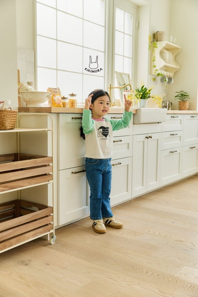 Kikimora - Korean Children Fashion - #littlefashionista - Heart Bear Raglan Tee - 10