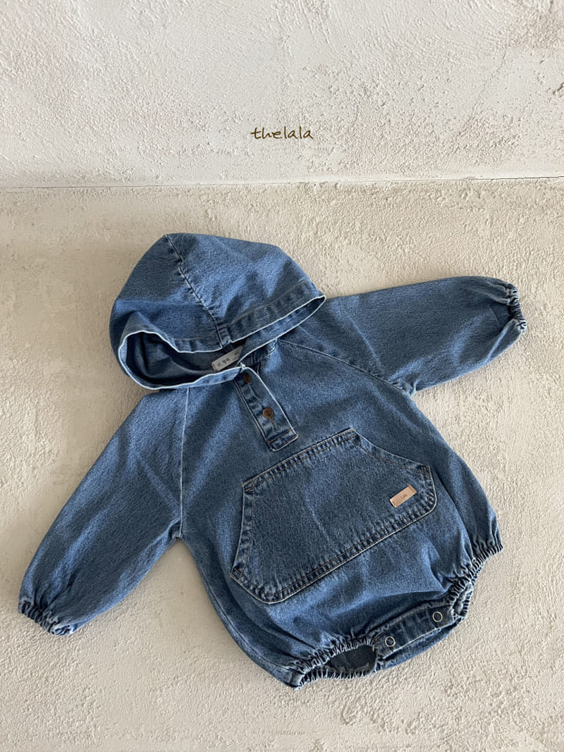 Lala - Korean Baby Fashion - #babyboutiqueclothing - Hoody Denim Body Suit - 5