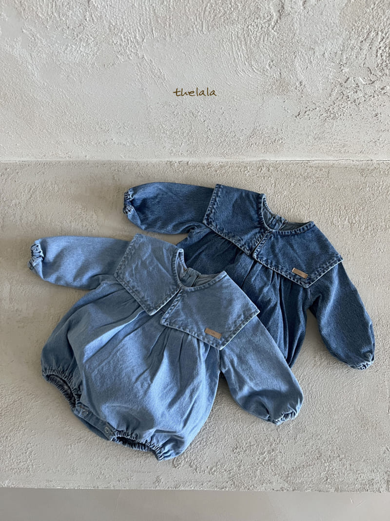 Lala - Korean Baby Fashion - #babyboutiqueclothing - Collar Denim Body Suit - 4