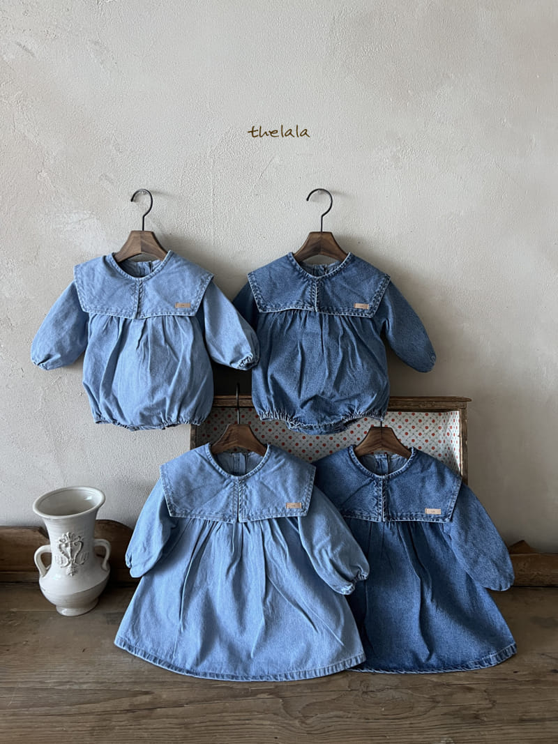 Lala - Korean Baby Fashion - #babyfever - Collar Denim Body Suit - 6