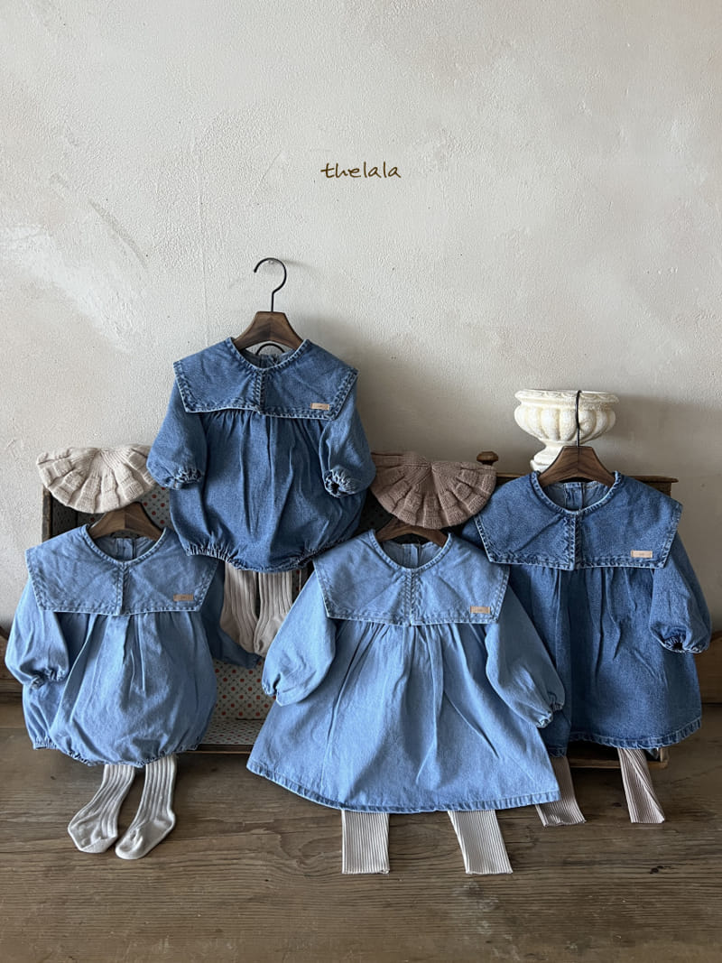 Lala - Korean Baby Fashion - #babygirlfashion - Collar Denim Body Suit - 7