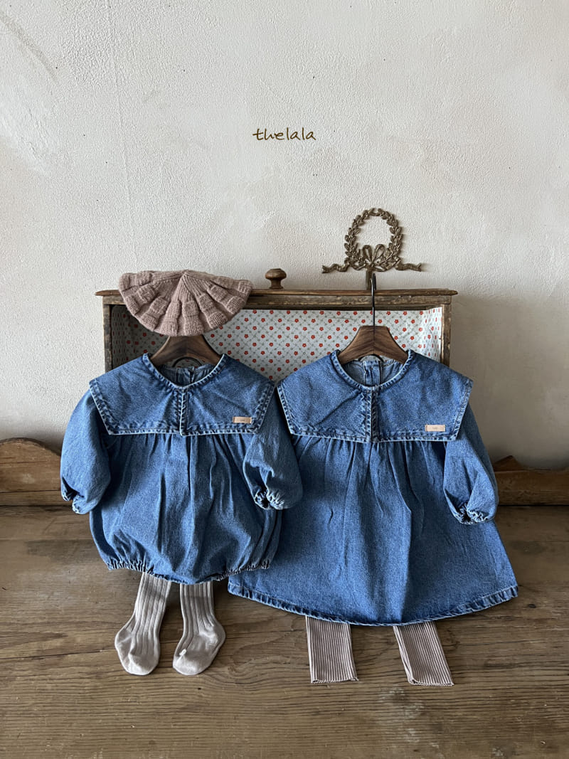 Lala - Korean Baby Fashion - #babyoninstagram - Collar Denim Body Suit - 9