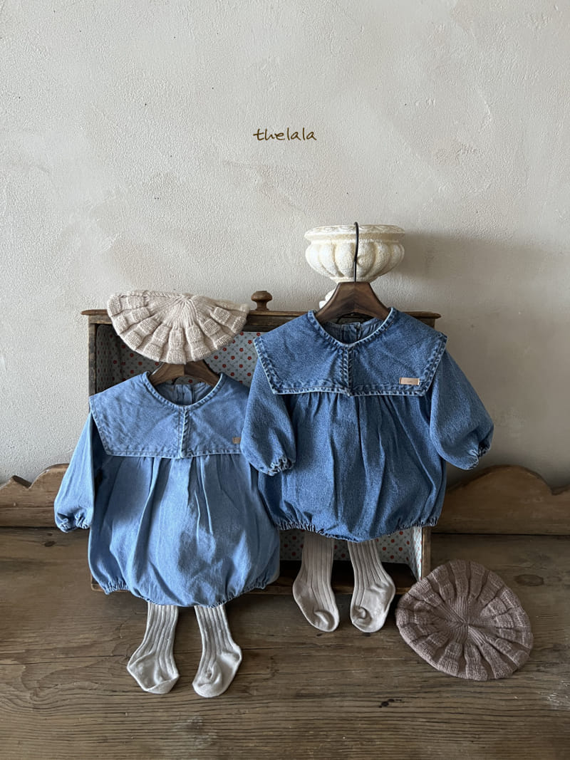 Lala - Korean Baby Fashion - #babyootd - Collar Denim Body Suit - 10