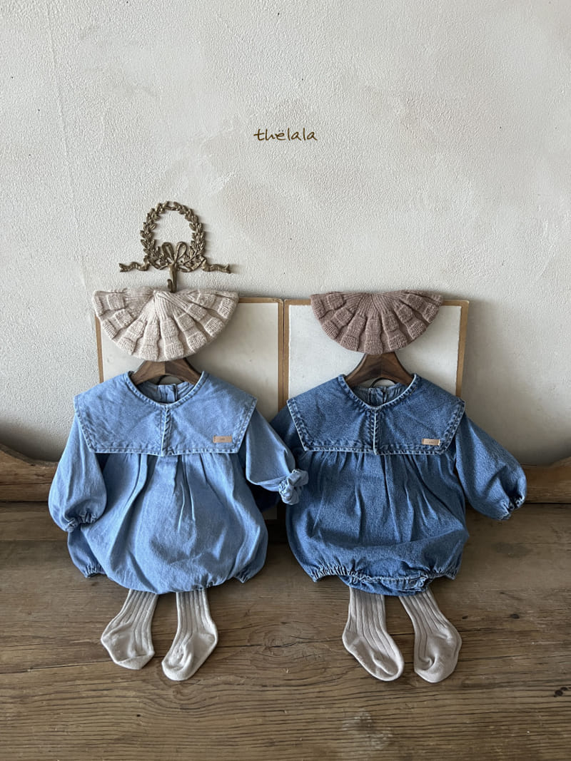 Lala - Korean Baby Fashion - #babyoutfit - Collar Denim Body Suit - 11