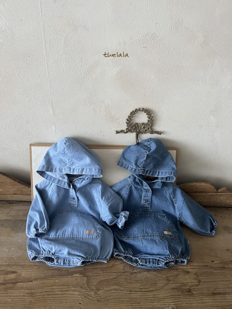 Lala - Korean Baby Fashion - #onlinebabyboutique - Hoody Denim Body Suit