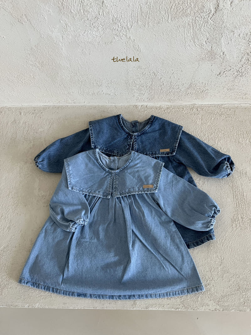 Lala - Korean Children Fashion - #designkidswear - Collar Denim One-Piece - 4