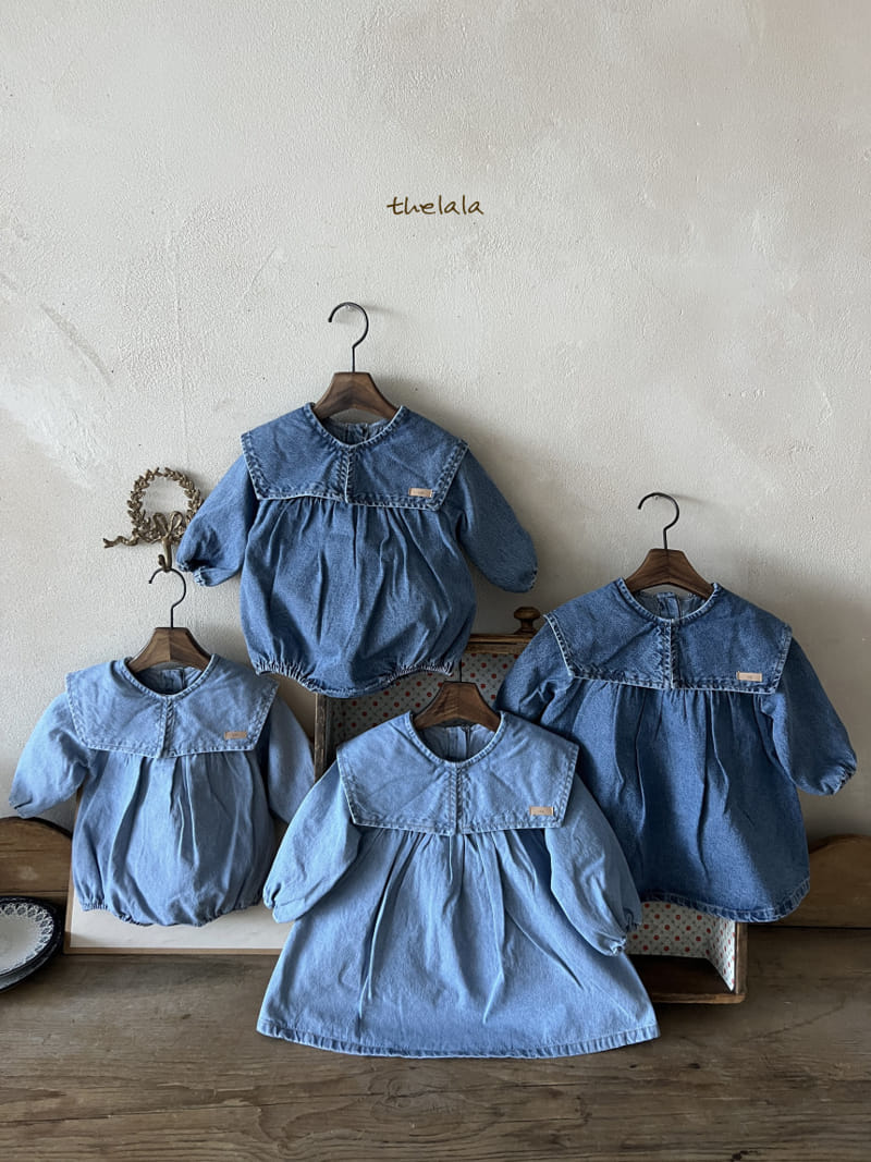 Lala - Korean Children Fashion - #kidsshorts - Collar Denim One-Piece - 6