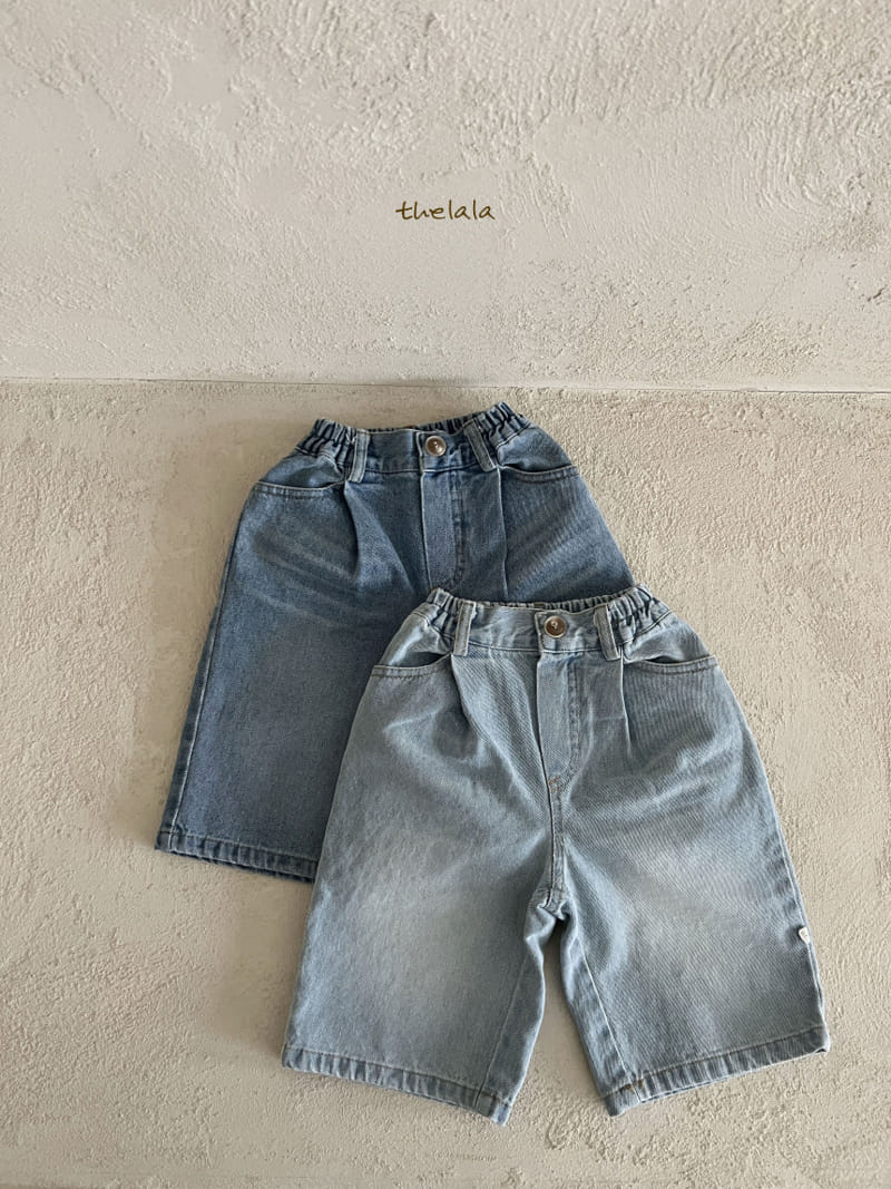 Lala - Korean Children Fashion - #kidsshorts - Wide Denim Pants - 4