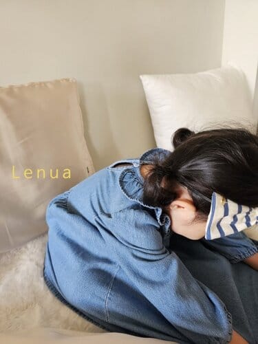 Lenua - Korean Children Fashion - #childofig - Neck Frill Denim One-Piece - 7