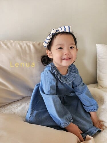 Lenua - Korean Children Fashion - #childrensboutique - Neck Frill Denim One-Piece - 8