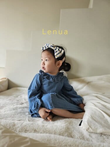 Lenua - Korean Children Fashion - #designkidswear - Neck Frill Denim One-Piece - 9