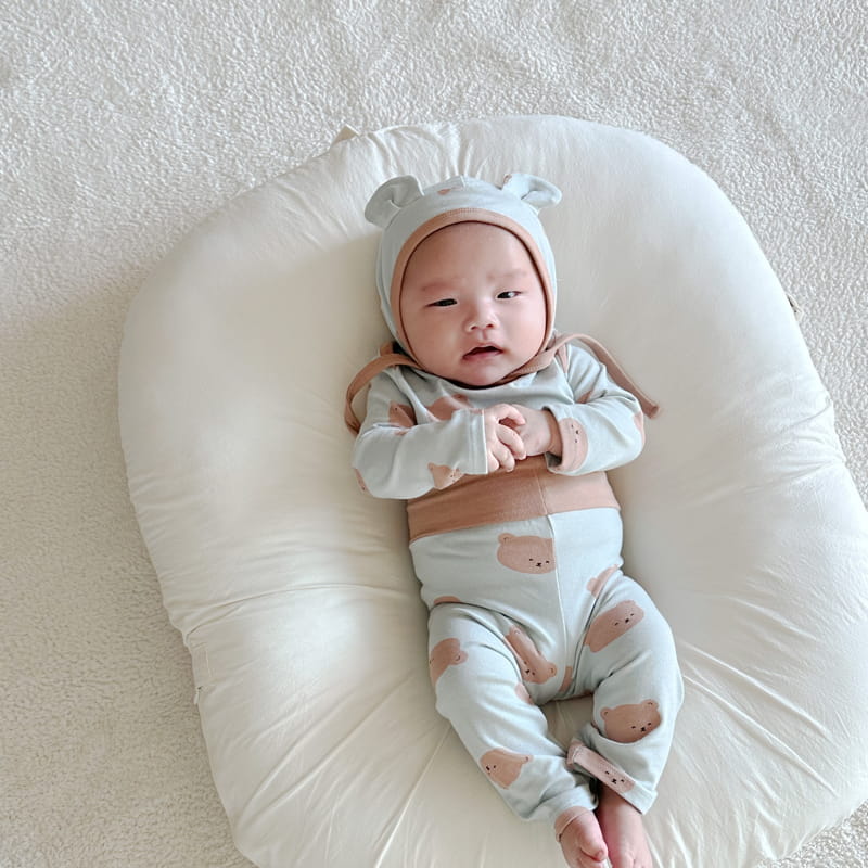 Lime & Blue - Korean Baby Fashion - #babyboutique - Bear Baby Top Bottom Set - 2
