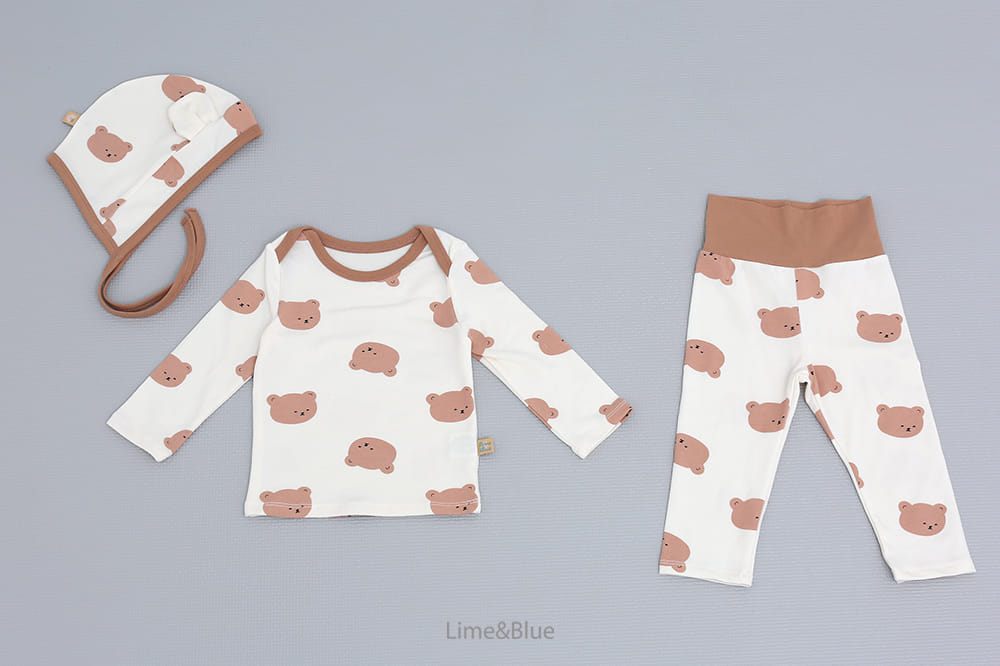 Lime & Blue - Korean Baby Fashion - #babyboutiqueclothing - Bear Baby Suit Hat - 2